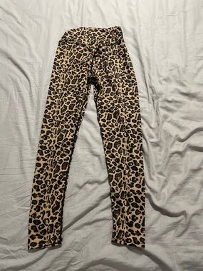 3/$30 Athletic Leopard Print Leggings - Tan and Black
